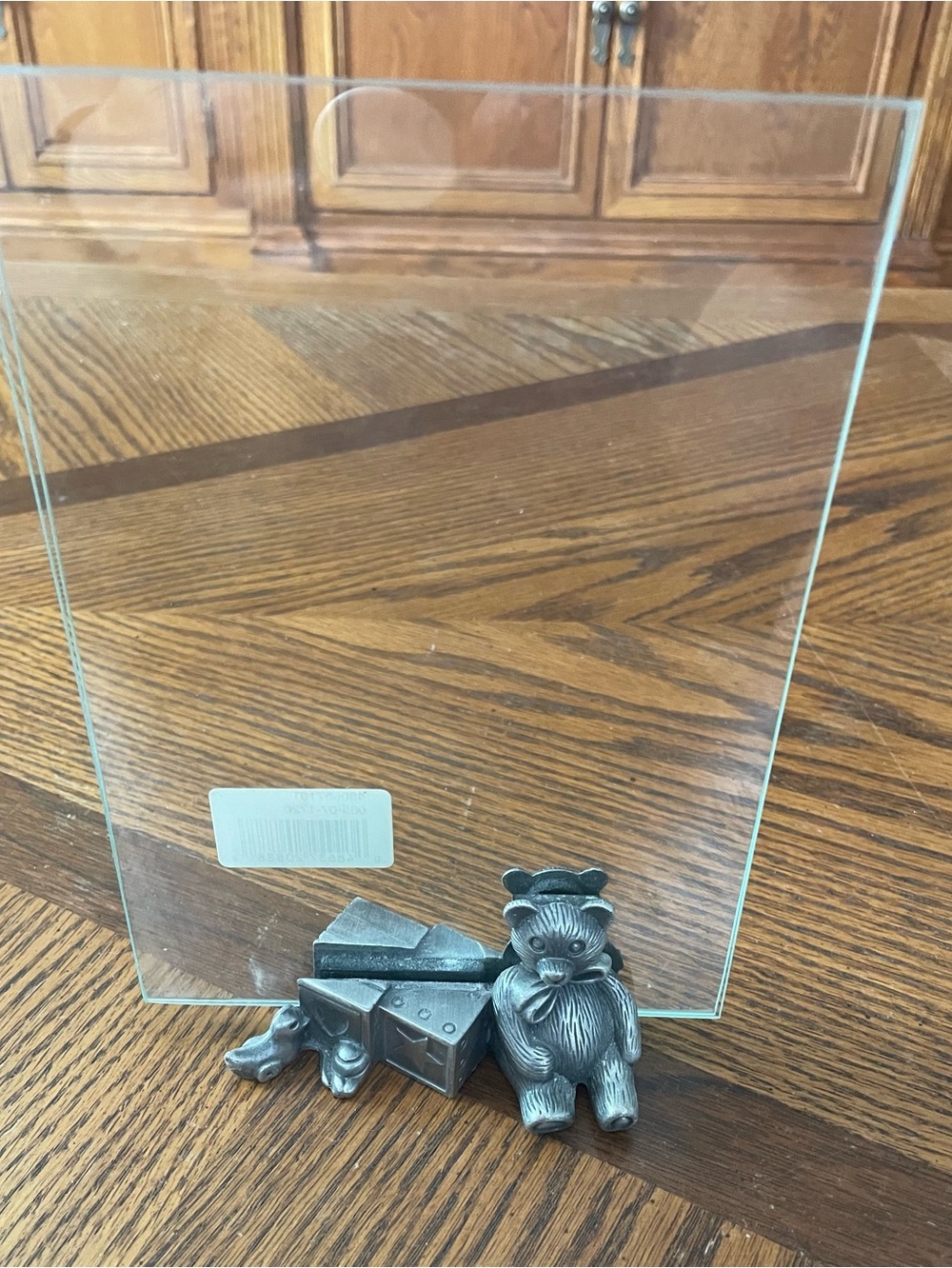 Vintage Teddy Bear Glass Photo Frame Stand 7x5 Pewter Style Display Holder